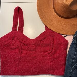 Japna Small Red Sweet HEAT HEART NECKLINE Crop Top New Never Worn